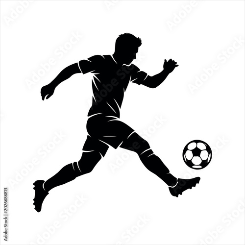 Footballer   silhouette vector illustration logo sticker isolated on white background.