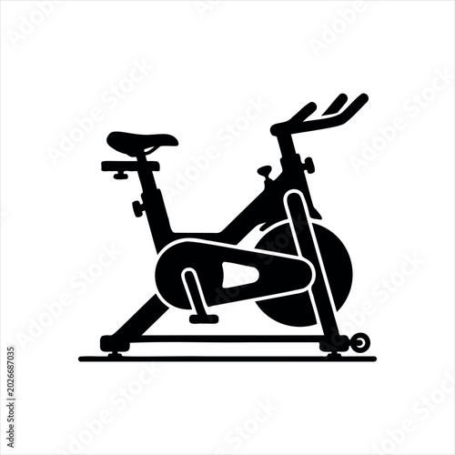 Cycling machine  silhouette vector illustration logo sticker isolated on white background.