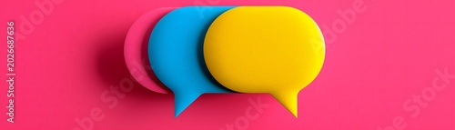 Colorful dialogue speech bubble design element banners.