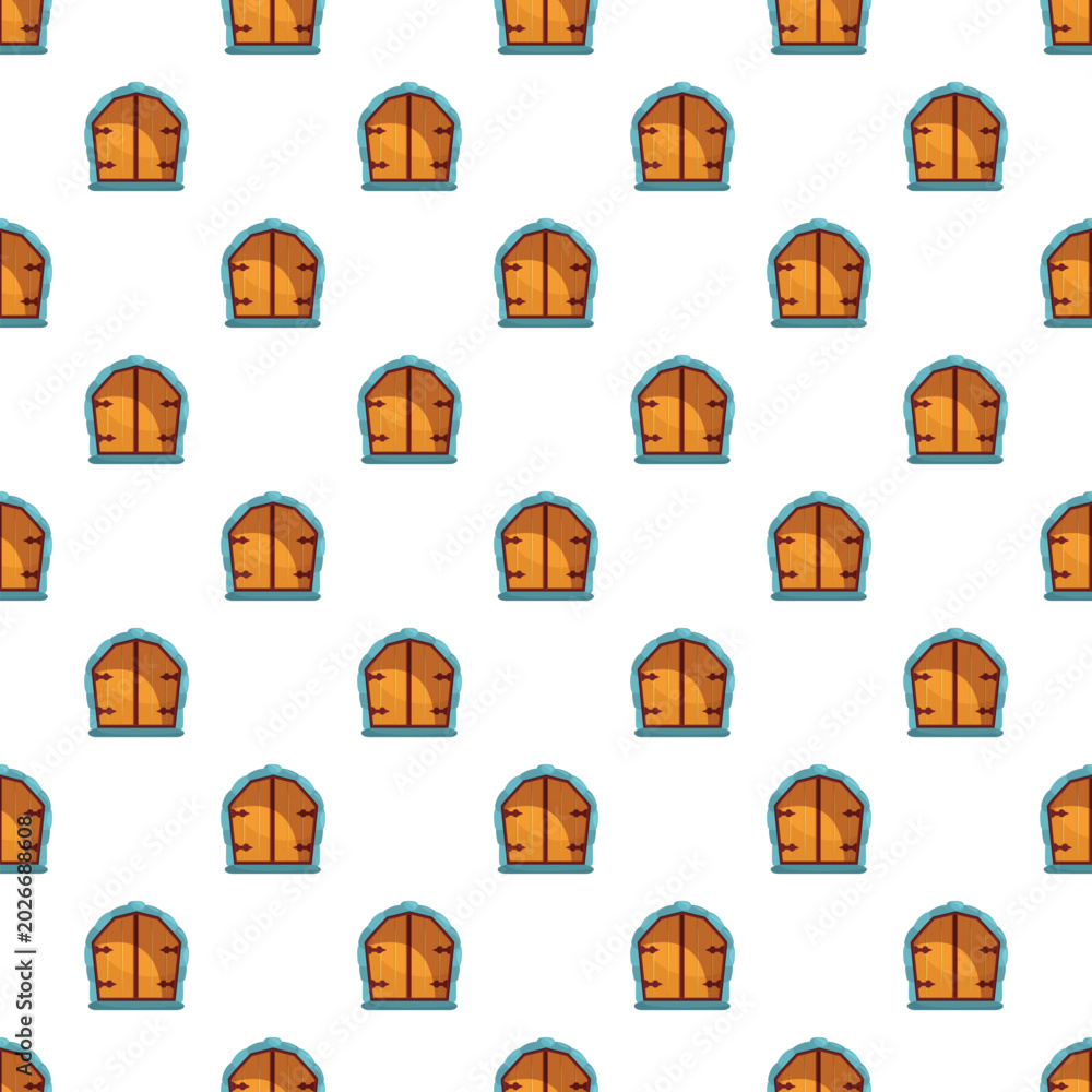 Obraz premium Seamless medieval arched doorway creating repeating texture design on white background