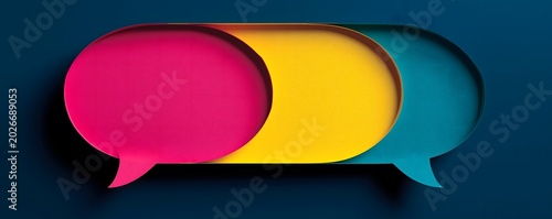 Colorful dialogue speech bubble design element banners.