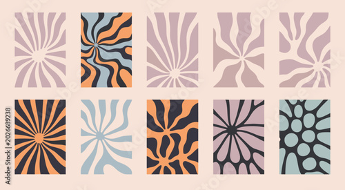 Bilde på lerret Ten Abstract Swirl and Radial Patterns in Pastel and Earthy Colors