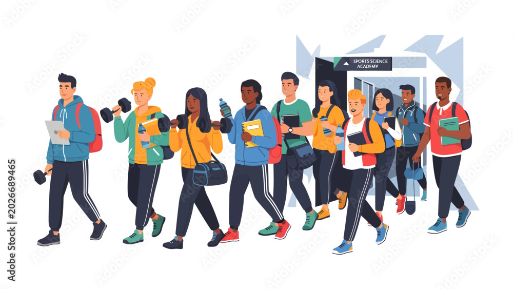 Obraz premium Students with Gym Gear and Books