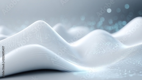 Abstract technology background with financial graphs and data points over a textured wave market analytics pattern, representing