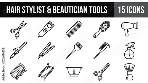 Tableau sur toile Lawyer and legal professional tools icon set, 15 black line icons for justice an