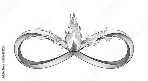 Photography Infinity Symbol with Flames, Eternal Fire, Endless Loop, Symbol of Eternity and
