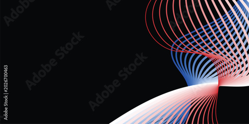 Dynamic Abstract Wavy Lines on Black Background.