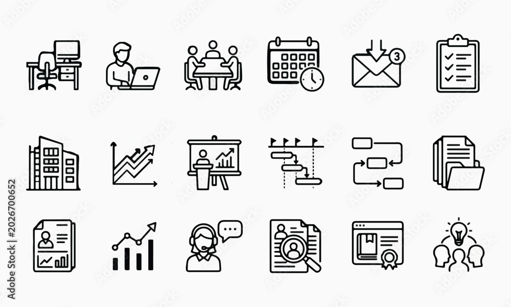 Fototapeta premium Office Communication Icon Set