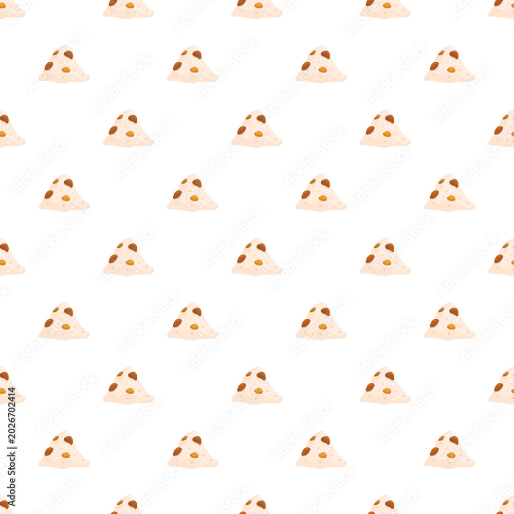 Fototapeta premium Sweet dessert pyramids with toppings creating a delicious seamless pattern on a white background