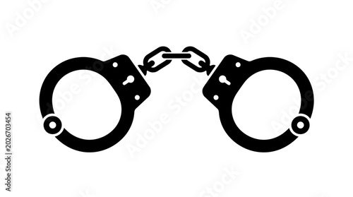 Photos handcuffs silhouette on a white background