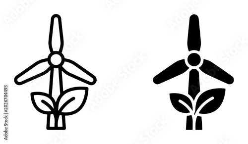 Bild auf Leinwand Wind Turbine Icons, Renewable Energy Symbols, Green Power Generation, Eco-Friend