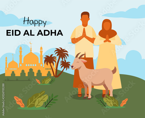 Muslim couple wishes Eid al Adha. Eid adha mubarak celebration