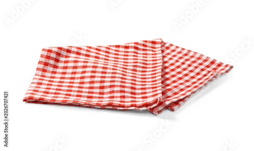 Foto Red napkin on white background