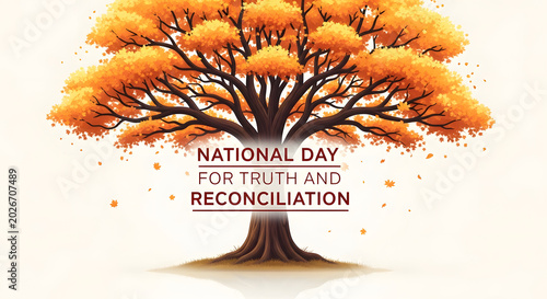 Autumn tree with truth and reconciliation text