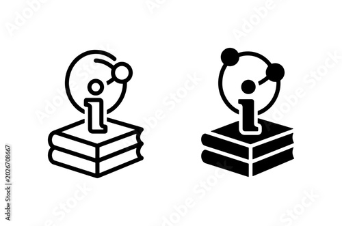 Information Icon on Stack of Books, Knowledge Symbol, Learning and Education Concept, Science and Research Iconography, Vector Graphics