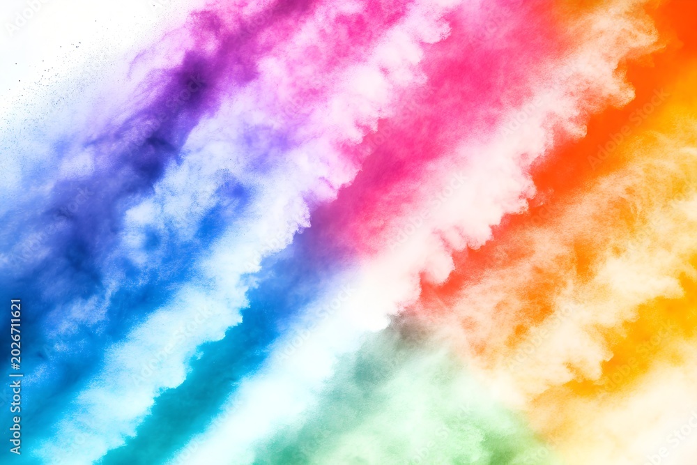 Obraz premium Colorful rainbow smoke explosion abstract diagonal stripes background digital illustration