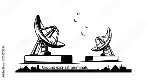 Принти на полотні Satellite Dishes Communication Technology
