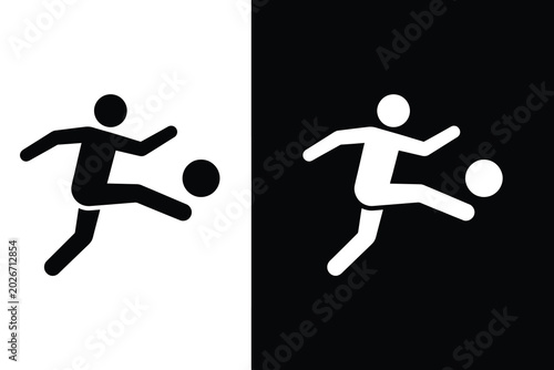 Bild auf Leinwand Soccer player kicking ball silhouette icons