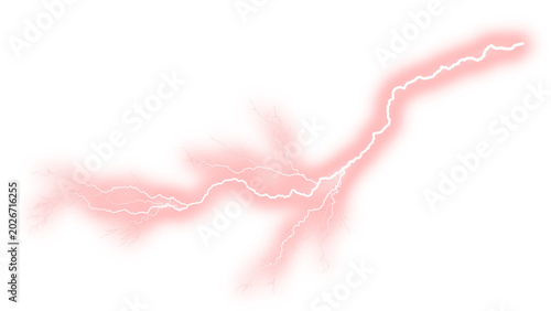 Glowing Red Lightning Energy Streak Isolated on Transparent Background
