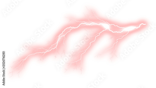 Red Power Lightning Effect with Glowing Electric Current Transparent PNG