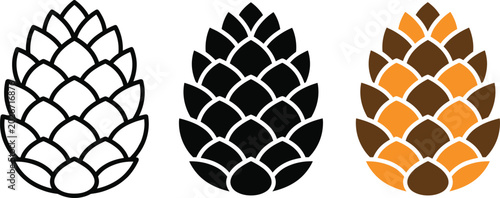 фотографія Pine cone autumn nature element vector illustration icon set for decorative desi