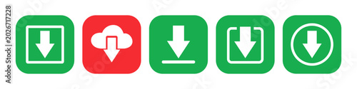 Bild auf Leinwand cloud download icon set for mobile application storage and data management