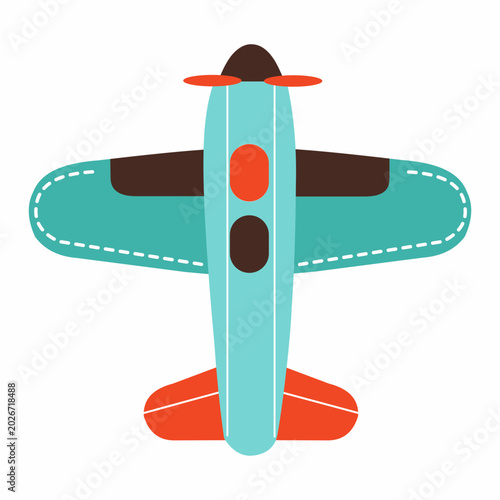 Bild auf Leinwand Vintage turquoise airplane with orange propellers and tail fins flying