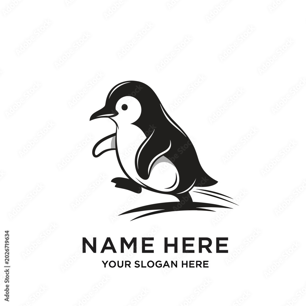 Obraz premium Cute Penguin Logo Design With Placeholders for Name and Slogan