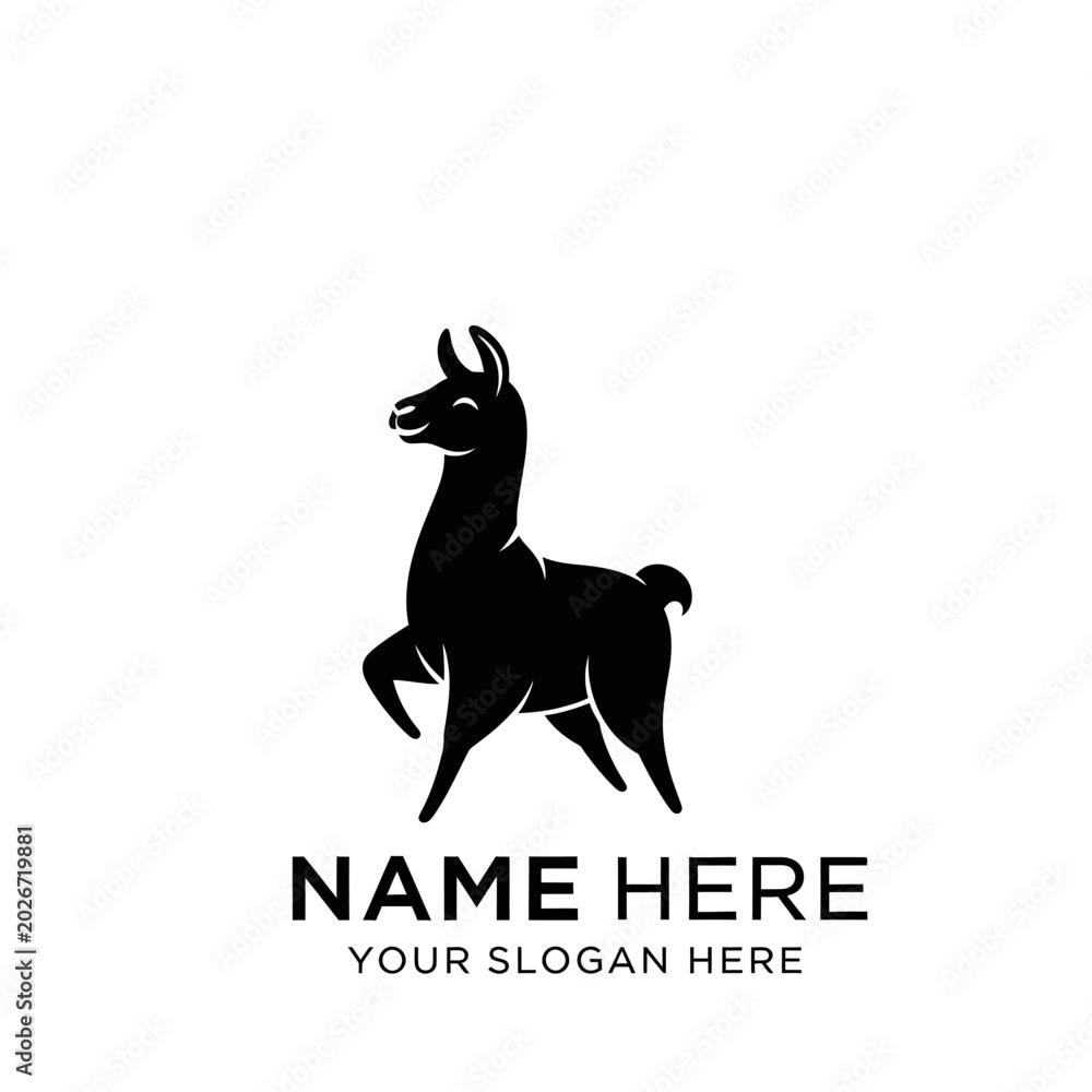 Fototapeta premium Playful Llama Silhouette with Text Placeholder