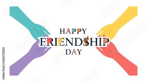 Фотография Friendship Day Celebration: Diverse hands clasp in unity, symbolizing the power of friendship and connection on this special day