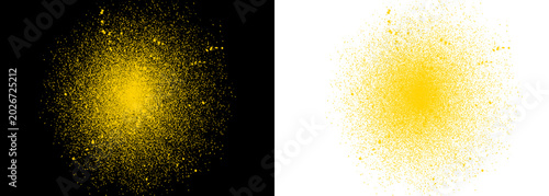 Quadro su tela Vibrant yellow particles explosion on black and transparent backgrounds, creatin