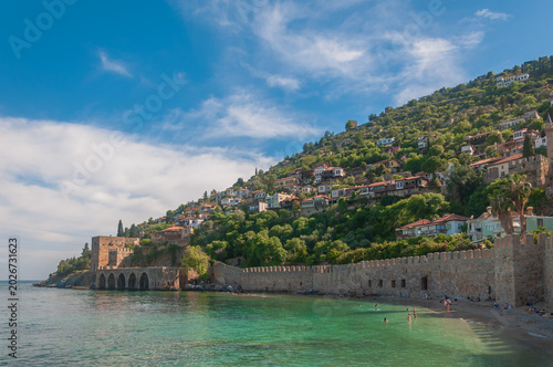 View of Alanya Castle and the city of Alanya, Türkiye.