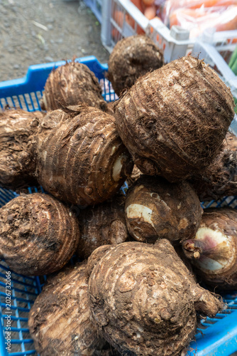 Принти на полотні Taro tubers can support heart health due to their high potassium and fiber content