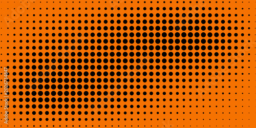 PrintTile pattern, texture or background with seamless black polka dots on orange background