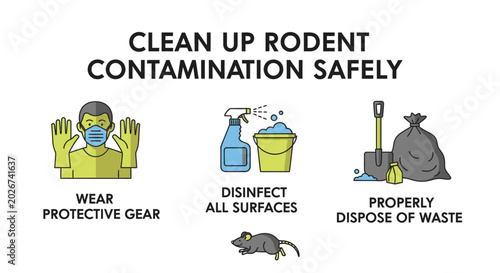 Tableau sur toile Rodent Infestation Cleanup Safety Guide Infographic