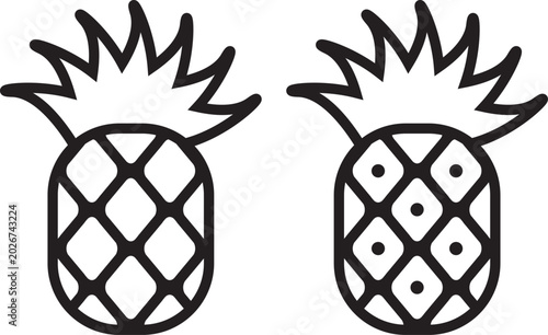 Beautiful Pineapple icon set, Outline icons related to fruits, Linear icon collection. Editable stroke. Vector illustration