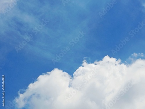 Fluffy White Cumulus Clouds on Clear Blue Sky, Natural Heaven and Cloud Background