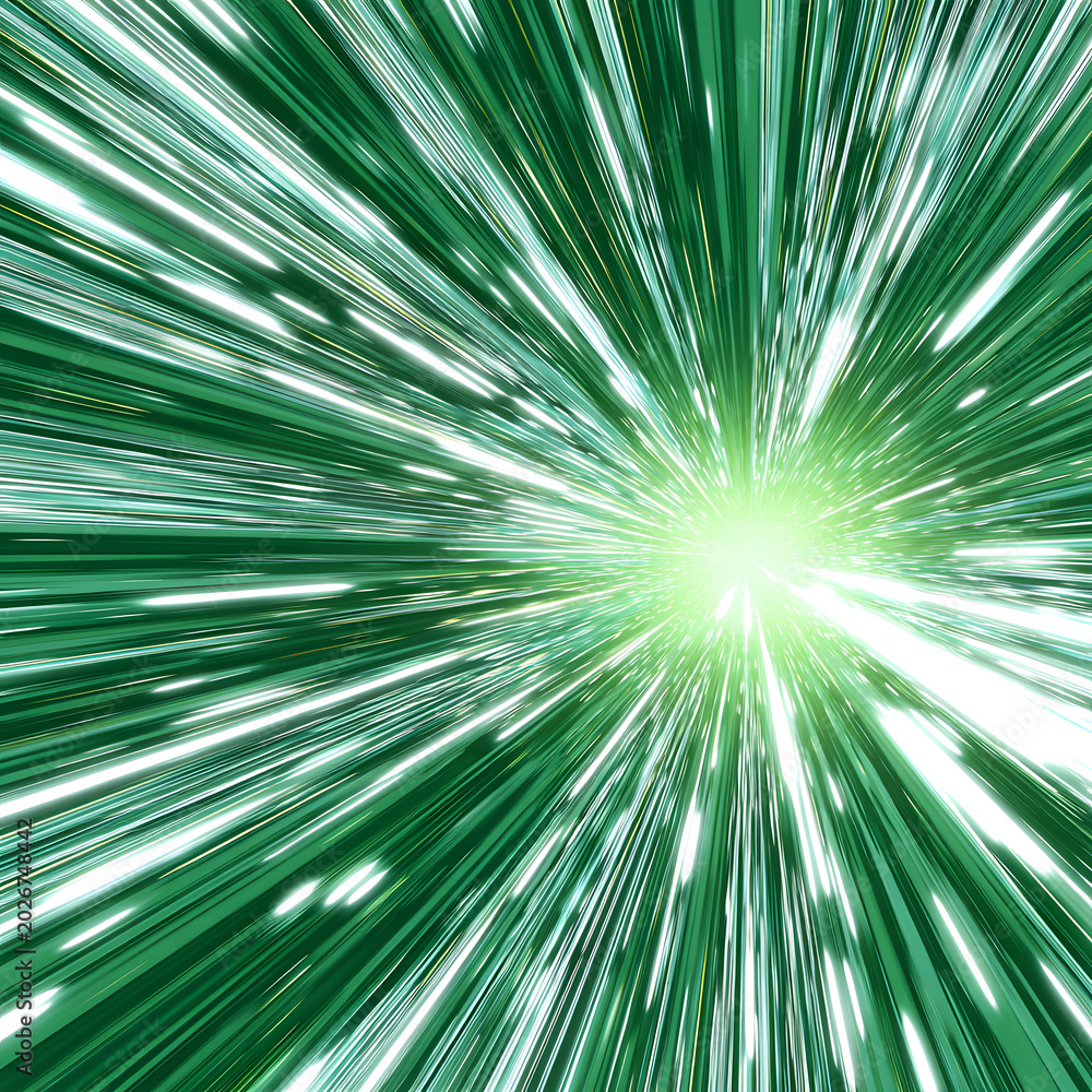 Obraz premium Abstract Green Light Explosion Background with Futuristic Energy Burst