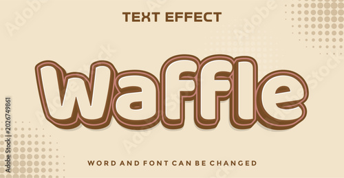 Waffle 3D Text Effect with Cream and Chocolate Brown Typography on Beige Halftone Background