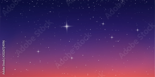 Schilderij op canvas Cosmic clouds fill the sky above dark mountain ridges