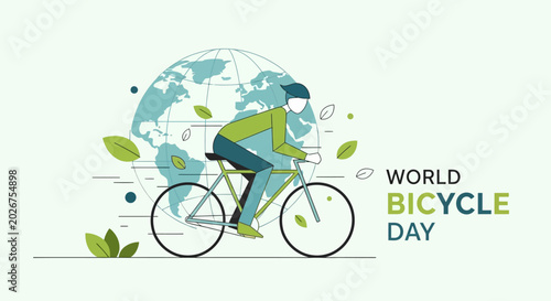 Bild auf Leinwand Cyclist Riding Bicycle For World Bicycle Day Celebration.