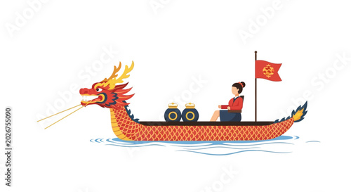 Photos Dragon Boat Racing with Dragonhead Figure and Paddler.