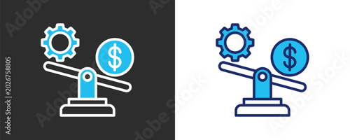 Tableau sur toile Financial Leverage Icon Set, Colored Outline Vector Illustration