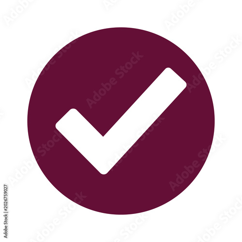 Maroon check mark icon isolated on transparent background approval symbol