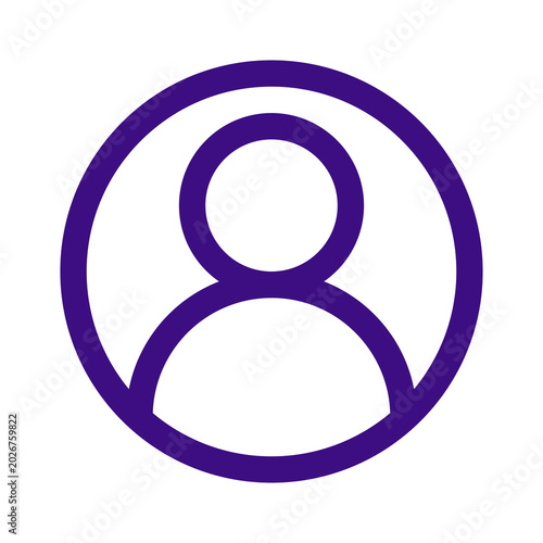 Foto Purple user profile icon simple line art design isolated on transparent backgrou