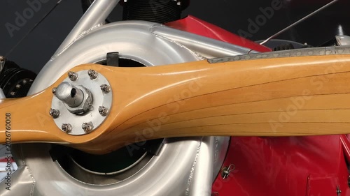 Wooden propeller on a Vintage aircraft	