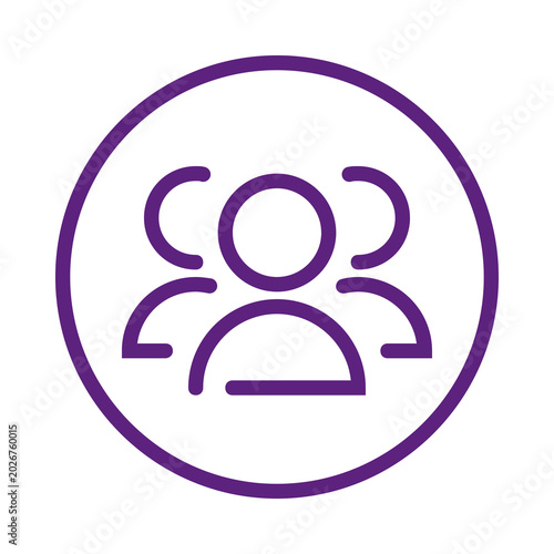 Purple icon of three people isolated on transparent background