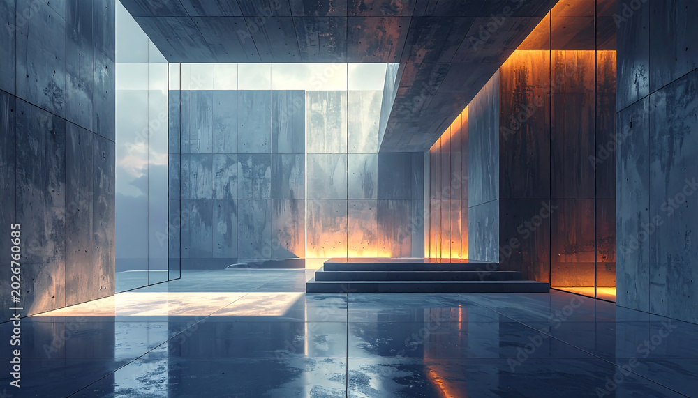Fototapeta premium Fine-art minimalist architectural study. Intentional camera movement