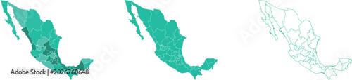 Photos Political Map of Mexico Showing State Boundaries and Divisions