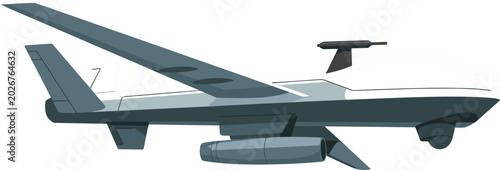 Bild auf Leinwand Unmanned aerial vehicle drone with wings and camera pod on white background Keyw